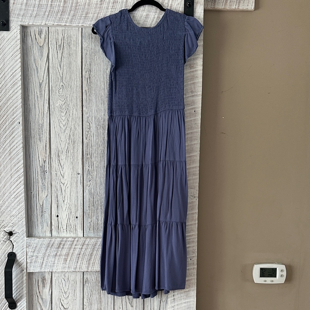 Elegant Blue Tiered Kids Dress